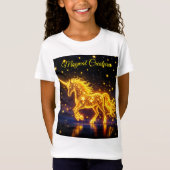 金ゴールドホースホーン妖精の夜の宇宙空 Tシャツ (正面)