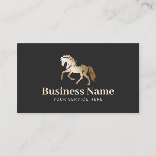 金ゴールドホースロゴエクエストランポニークラブダークウマ科の 名刺 (正面)