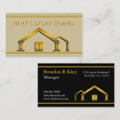 金ゴールドホームアイコンスタッコ建物と建築 名刺 (正面/裏面)
