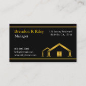 金ゴールドホームアイコンスタッコ建物と建築 名刺 (裏面)