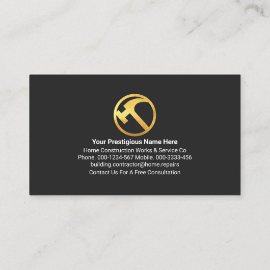 金ゴールドホームオングレーレイヤーウッドグレイン 名刺 (裏面)