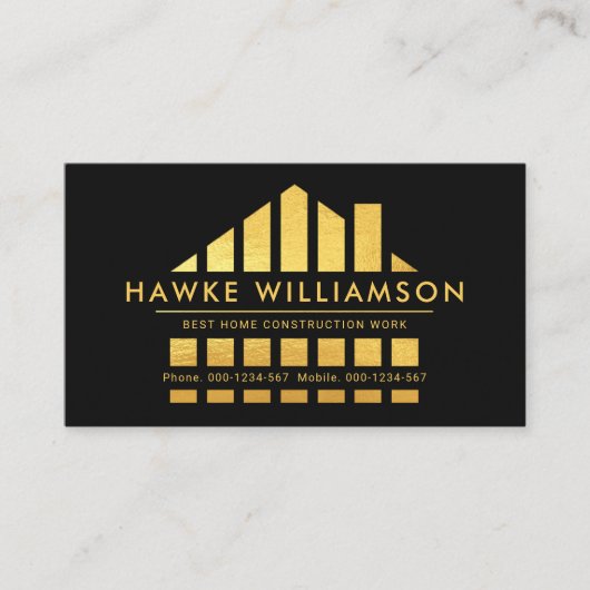 金ゴールドホームシルエット建築作品 名刺 (正面)