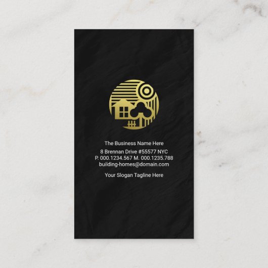 金ゴールドホームルーフトップグラナイト建物建築 名刺 (裏面)