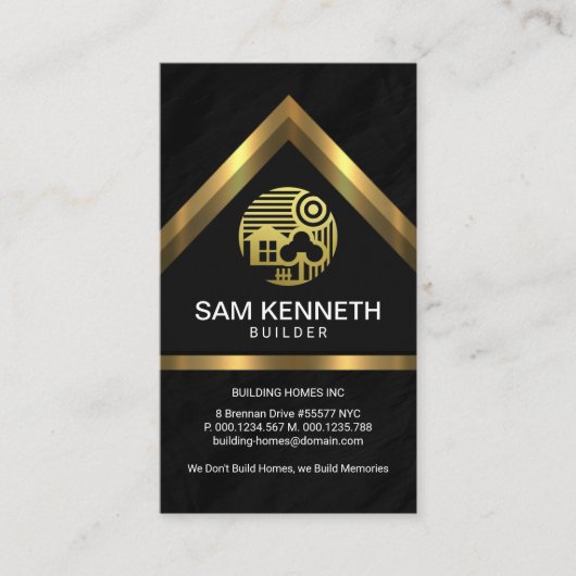 金ゴールドホームルーフトップグラナイト建物建築 名刺 (正面)