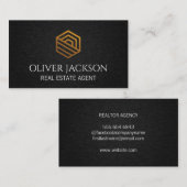 金ゴールドホームロゴ |黒いテクスチャの背景 名刺 (正面/裏面)