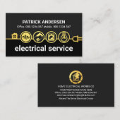 金ゴールドホーム電気アイコン電源ライン 名刺 (正面/裏面)