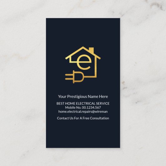 金ゴールドホーム電気回路電気技師 名刺 (裏面)