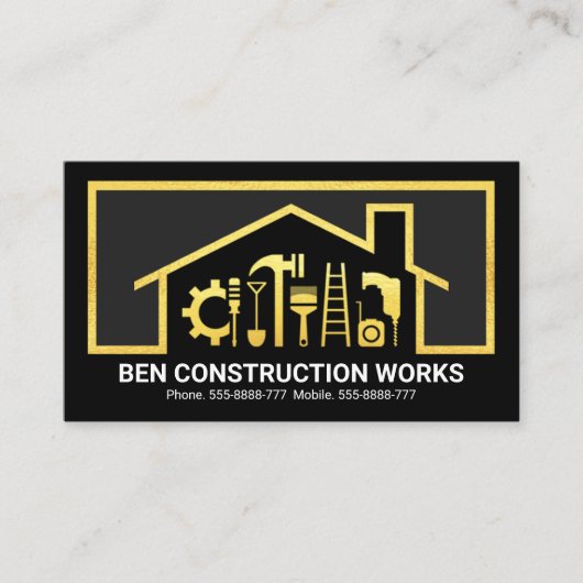 金ゴールドホームHandyman Toolsフレーム 名刺 (正面)