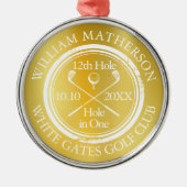 金ゴールドホールインワンクラシックパーソナライズされたゴルフ メタルオーナメント (正面)