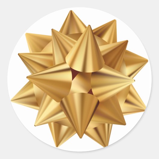 金ゴールドボウクリスマスクリスマスホリデイ ラウンドシール (正面)