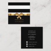 金ゴールドボウスクエア |プロフェッショナルソーシャルメディアのアイコン スクエア名刺 (正面/裏面)