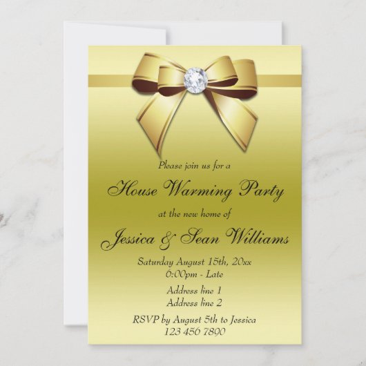 金ゴールドボウハエレガントウスウォーミングパーティー 招待状 (正面)