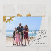 金ゴールドボウファミリーフォトクリスマスカード シーズンカード (正面/裏面)