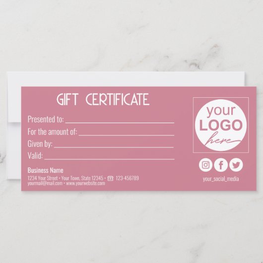 金ゴールドボウフェスティバルモダンピンクギフトボックスギフトカード (裏面)