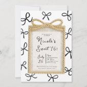 金ゴールドボウフレーム&リトルブラックボウズ甘い16写真 招待状 (正面)