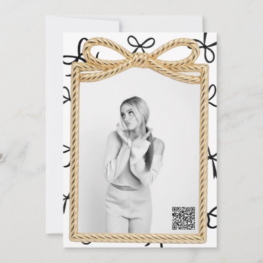 金ゴールドボウフレーム&リトルブラックボウズ甘い16写真 招待状 (裏面)