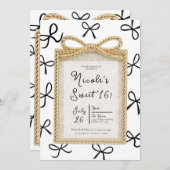 金ゴールドボウフレーム&リトルブラックボウズ甘い16写真 招待状 (正面/裏面)