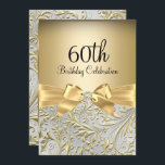 金ゴールドボウフローラスワール60th誕生日パーティー 招待状<br><div class="desc">金ゴールドボーエレガントフローラスワール60th誕生日パーティーの招待。エレガント金ゴールドダイヤモンドボウ&フローラスワールデザイン。注意：すべてのフラットイメージ！宝石を持って実在いない！</div>