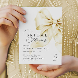 金ゴールドボウブライダルシャワー招待 招待状