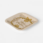 金ゴールドボウメリークリスマスヴィンテージ ペーパープレート (傾斜あり)