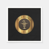 金ゴールドボウルのHygeia医学卒業ナプキンズ スタンダードカクテルナプキン (正面)