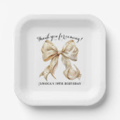 金ゴールドボウ付き金ゴールドグリッター紙吹雪紙プレート ペーパープレート (正面)