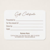 金ゴールドボウ古典的な明るいエレガント白いギフトカード (裏面)