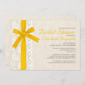 金ゴールドボウ&レースブライダルシャワー招待状 招待状 (正面/裏面)