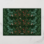 金ゴールドボタニカルクラシッククリスマスメリークリスマスフォト 箔シーズンカード (裏面)