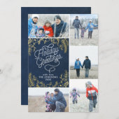 金ゴールドボタニカルホリデーグリーティングス5フォト シーズンカード (正面/裏面)