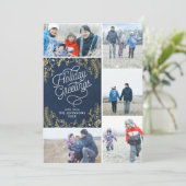 金ゴールドボタニカルホリデーグリーティングス5フォト シーズンカード (スタンド正面)