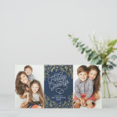 金ゴールドボタニカルホリデーグリーティング2フォト シーズンカード (スタンド正面)