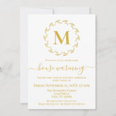 金ゴールドボタニカルモノグラムハウスウォーミング招待状 案内状 (正面)