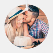 金ゴールドボタニカル私たちの初めてのクリスマス 婚約した メタルオーナメント (裏面)