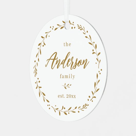 金ゴールドボタニッカスタムク家族の書道クリスマス メタルオーナメント (正面左)