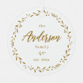 金ゴールドボタニッカスタムク家族の書道クリスマス メタルオーナメント (正面)