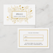 金ゴールドボタニック美しいサロンヘアドレッサーアポイントメント 名刺 (正面/裏面)