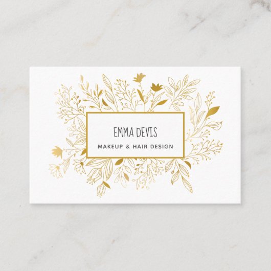 金ゴールドボタニック美しいサロンヘアドレッサーアポイントメント 名刺 (正面)