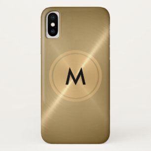 金ゴールドボタンそして青銅色のステンレス鋼の金属 iPhone X ケース