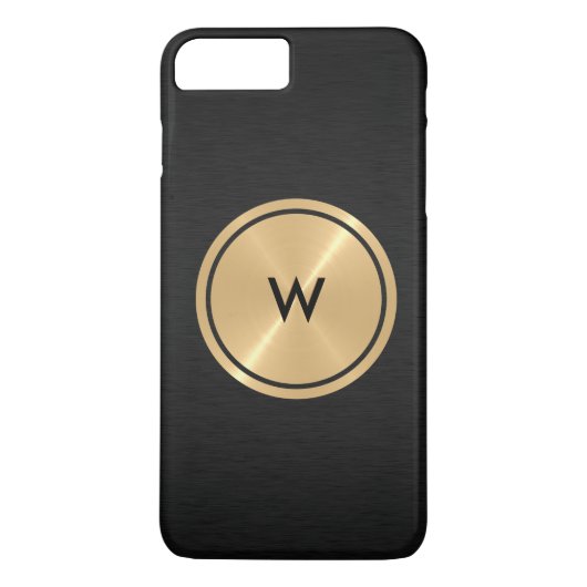 金ゴールドボタンと黒ステンレス鋼メタル Case-Mate iPhoneケース (裏面)