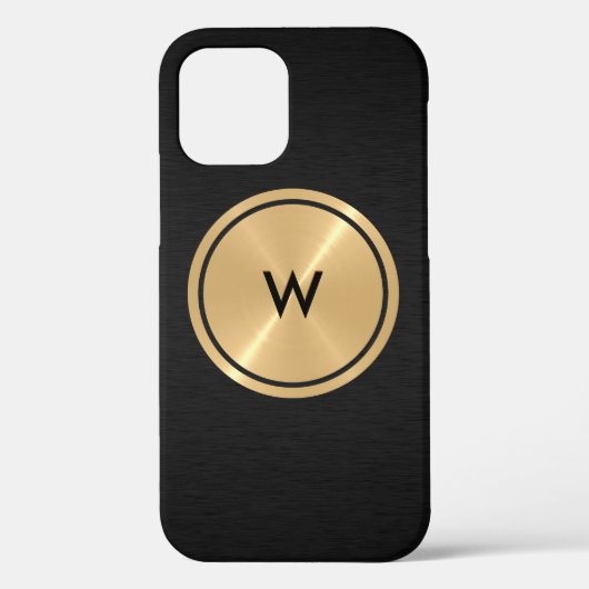 金ゴールドボタンと黒ステンレス鋼メタル Case-Mate iPhoneケース (裏面)