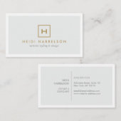 金ゴールドボックスのロゴとライトグレーのイニシャル 名刺 (正面/裏面)