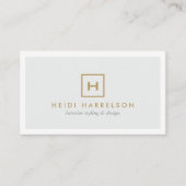 金ゴールドボックスのロゴとライトグレーのイニシャル 名刺 (正面)