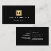 金ゴールドボックスのロゴと黒のイニシャル/モノグラム 名刺 (正面/裏面)