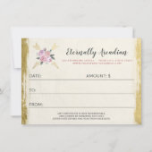 金ゴールドボヘミアフローラ矢印ギフト証明書カード 招待状 (裏面)