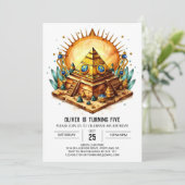 金ゴールドボヘミアン古代エジプトのピラミッド誕生日 招待状 (スタンド正面)