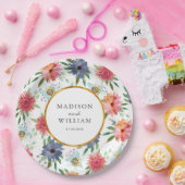 金ゴールドボホシッお洒落ク緑の花 ペーパープレート (パーティー)