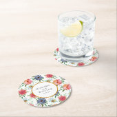 金ゴールドボホシッお洒落ク緑の花 ラウンドペーパーコースター (インサイチュ)