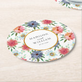 金ゴールドボホシッお洒落ク緑の花 ラウンドペーパーコースター (アングル)