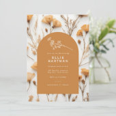 金ゴールドボホドライワイルドフラワーブライダルシャワー 招待状 (スタンド正面)